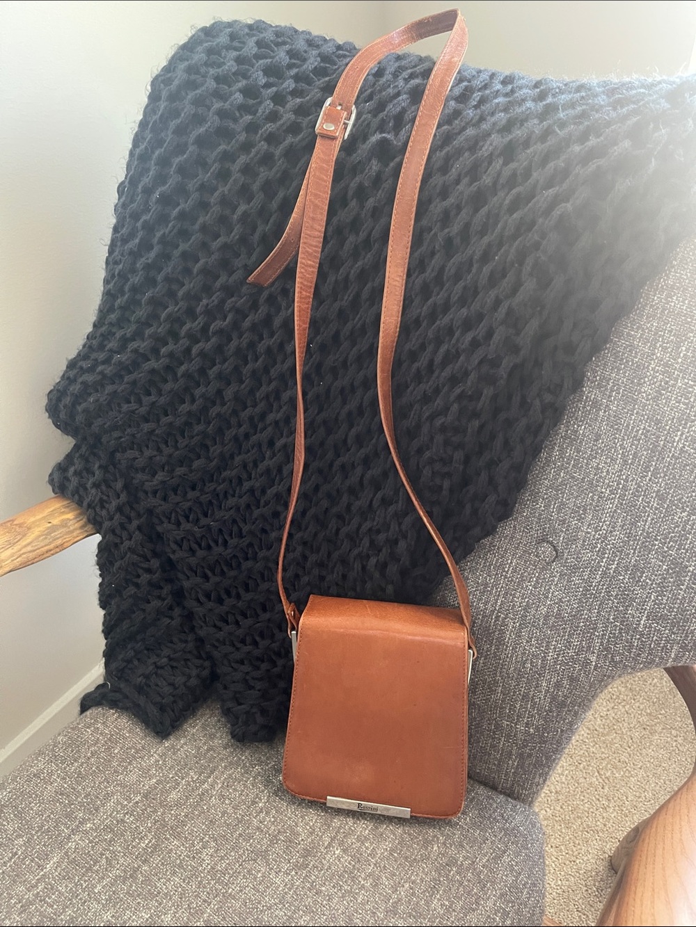 Rossini Classic Brown Crossbody Leather Bag